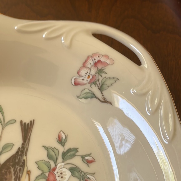 Lenox Serenade Bowl Dish Bird Dogwood Spring Garden Flower Handle Gold Trim - Picture 4 of 9